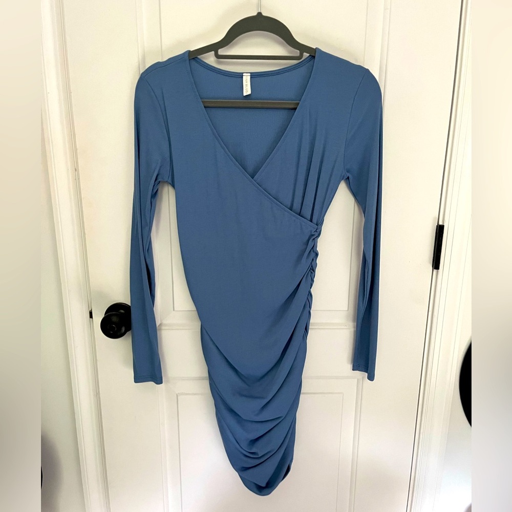 Pink Blush Blue Bodycon Maternity Dress